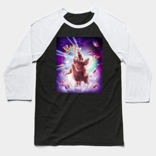 Laser Eyes Space Cat Riding Sloth, Llama - Rainbow Baseball T-Shirt